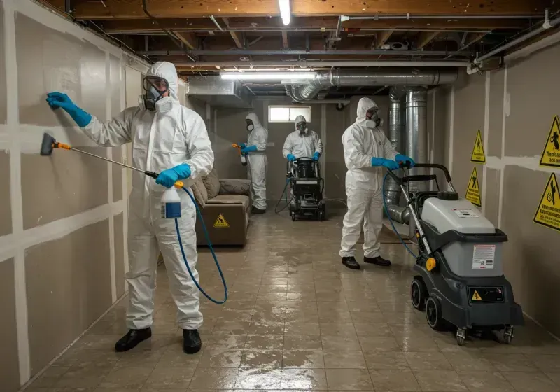 Basement Moisture Removal and Structural Drying process in Midfield, AL